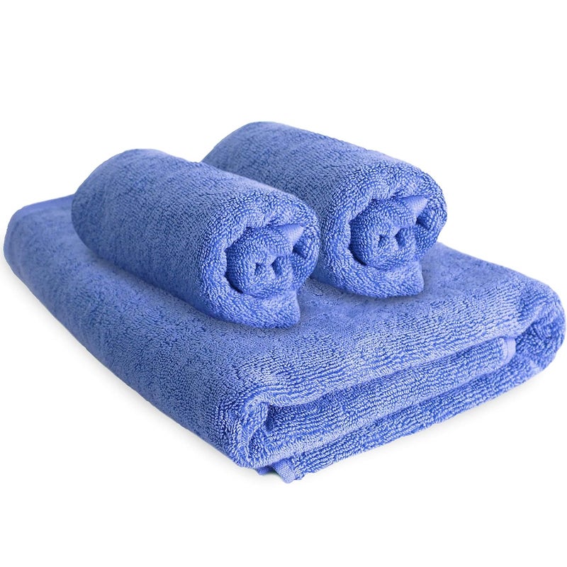 AUXIMPRO AUXIMPRO Bamboo Towel Set 1 Bath 2 Hand Towel Combo 600 GSM Super Absorbent Soft Antibacterial Iris  - Image 1