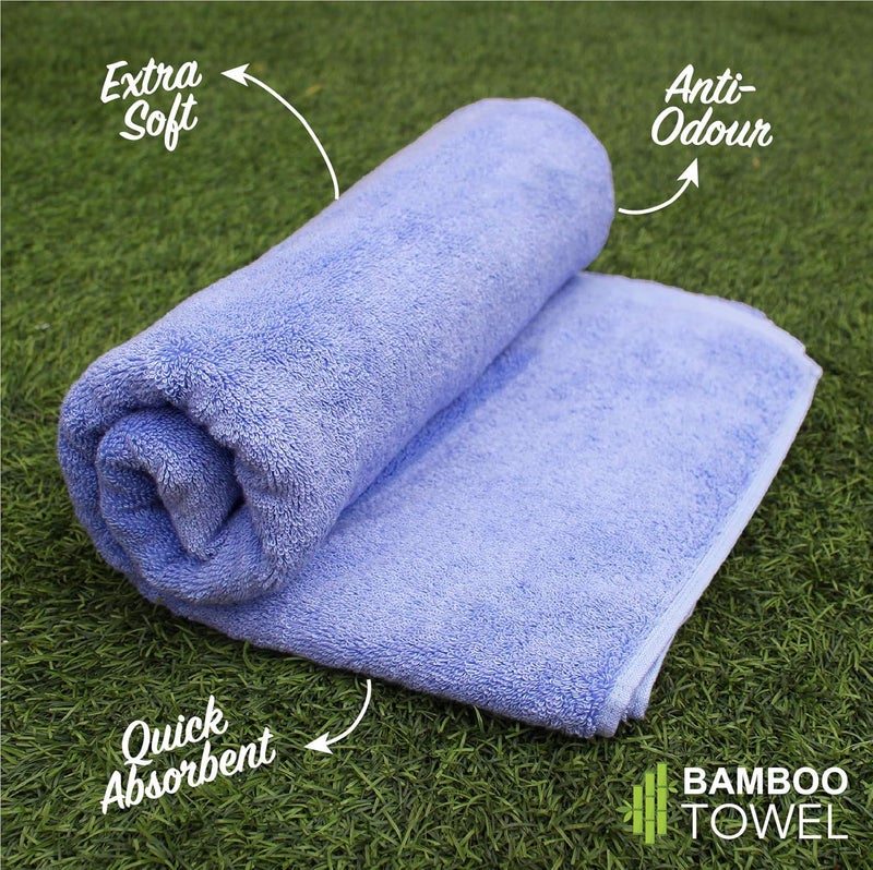 AUXIMPRO AUXIMPRO Bamboo Towel Set 1 Bath 2 Hand Towel Combo 600 GSM Super Absorbent Soft Antibacterial Iris  - Image 2