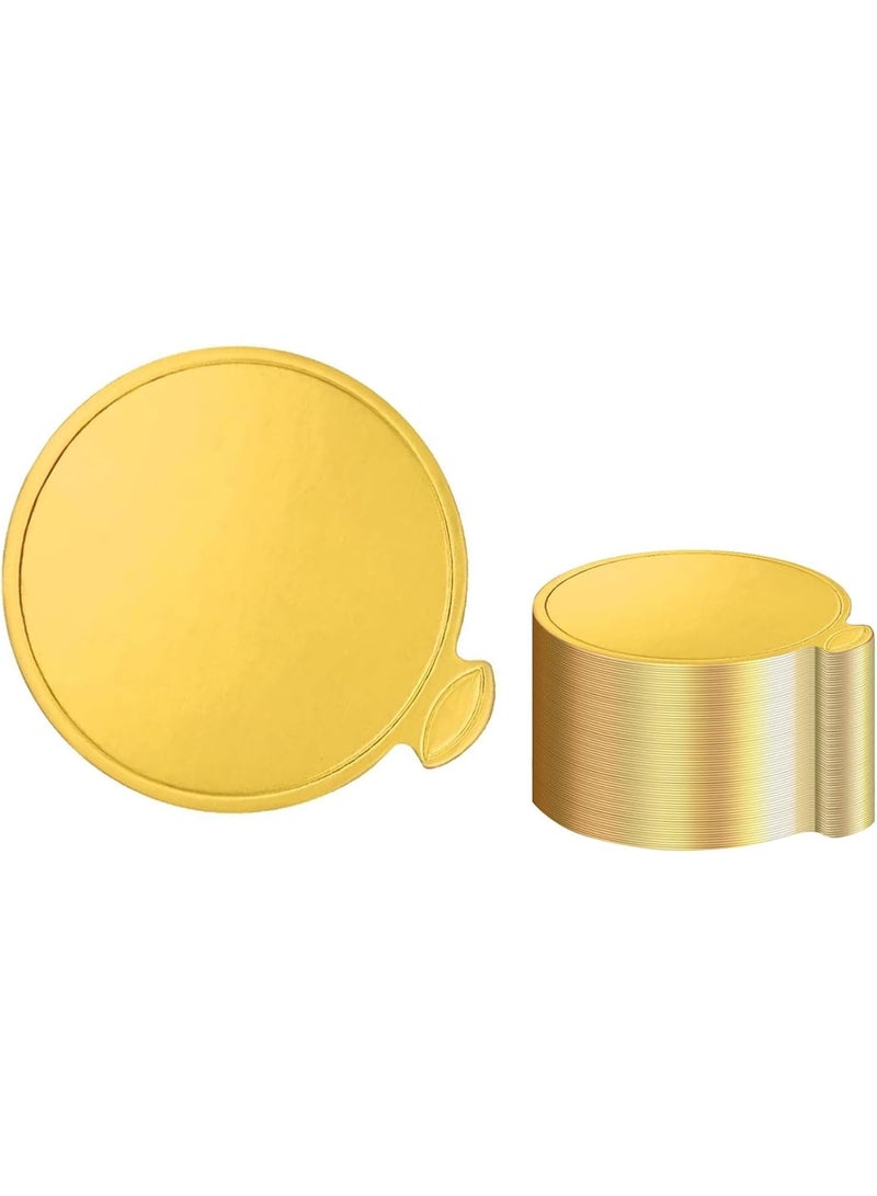 3.5 Inch Mini Round Golden Cake Boards 100pcs Mousse Cupcake Base Paper Plates Circle Dessert Board (Gold 3.5inch 100pcs) - Image 2