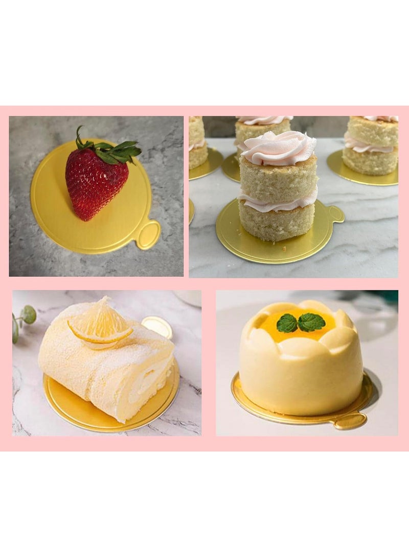 3.5 Inch Mini Round Golden Cake Boards 100pcs Mousse Cupcake Base Paper Plates Circle Dessert Board (Gold 3.5inch 100pcs) - Image 4