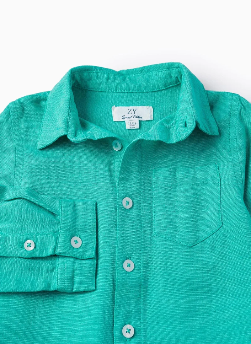 Zippy Long Sleeve Linen Shirt for Baby Boys 'Special Days', Green