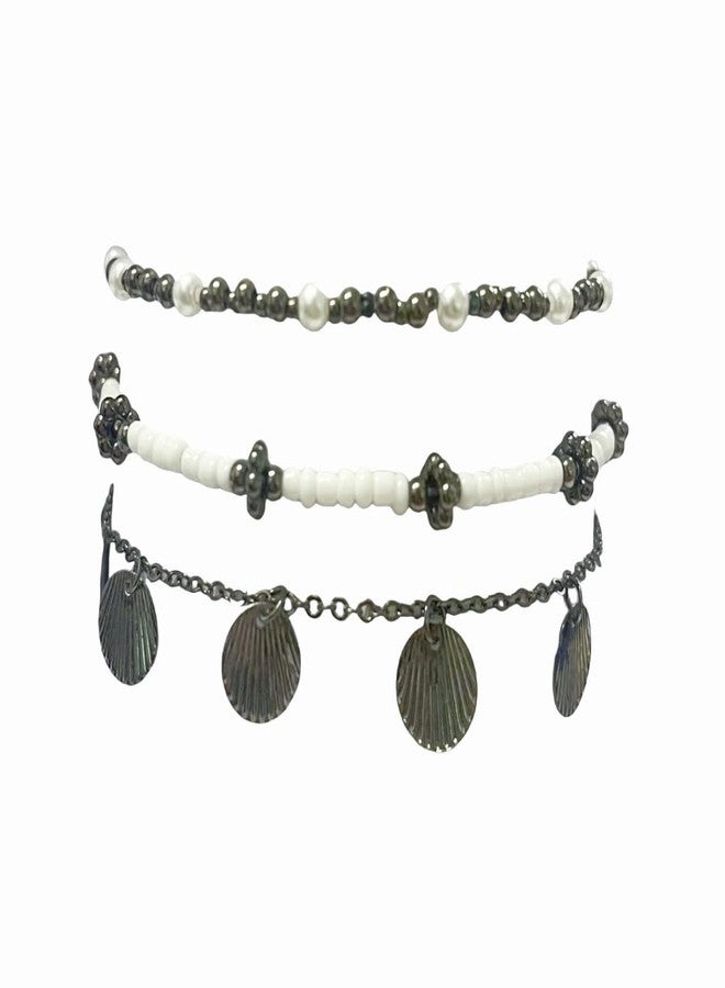 Blue Drop Seashell Ankle Bracelets for Women Black Shell Beaded Bracelets Hawaiian Boho Summer Beach Jewelry - Image 1