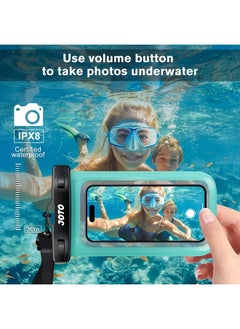 JOTO Universal Waterproof Phone Pouch Cellphone Dry Bag Case Compatible with iPhone 14 13 12 11 Pro Max Mini Xs XR X 8 7 6S Plus SE, Galaxy S21 S20 S10 Plus Note 10+ 9, Pixel 4 XL up to 7" -Green  - Image 2