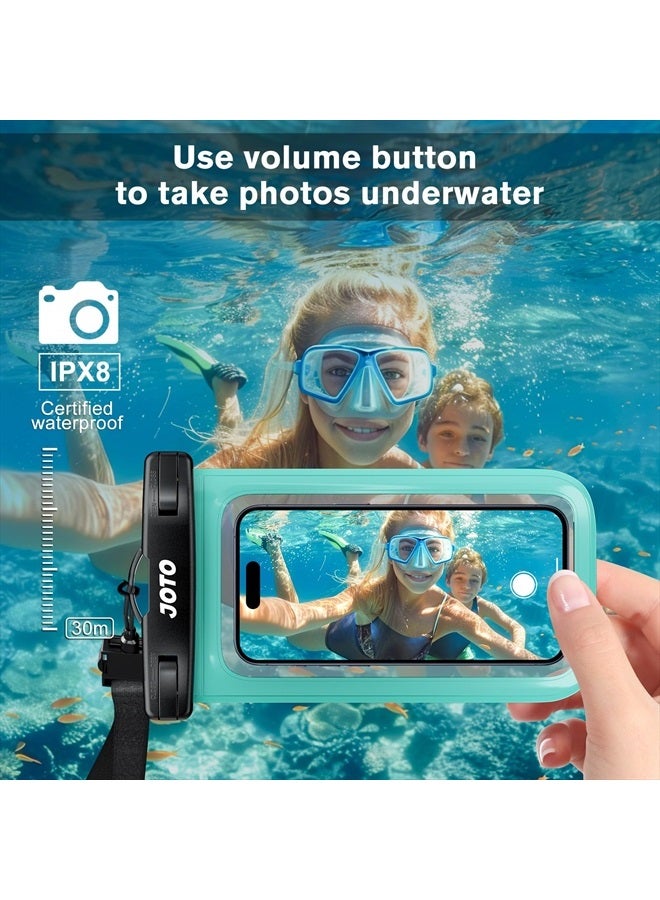 JOTO Universal Waterproof Phone Pouch Cellphone Dry Bag Case Compatible with iPhone 14 13 12 11 Pro Max Mini Xs XR X 8 7 6S Plus SE, Galaxy S21 S20 S10 Plus Note 10+ 9, Pixel 4 XL up to 7" -Green - Image 2