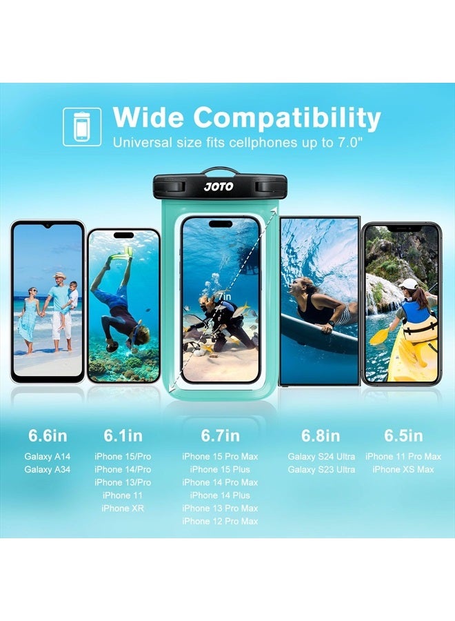 JOTO Universal Waterproof Phone Pouch Cellphone Dry Bag Case Compatible with iPhone 14 13 12 11 Pro Max Mini Xs XR X 8 7 6S Plus SE, Galaxy S21 S20 S10 Plus Note 10+ 9, Pixel 4 XL up to 7" -Green - Image 3