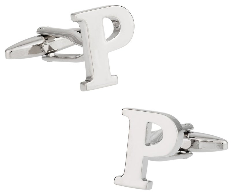 Cuff-Daddy Letter P Cufflinks Monogram Men's Initial Cuff Links with Travel Presentation Gift Box Wedding Groomsmen Groom Party - Image 1
