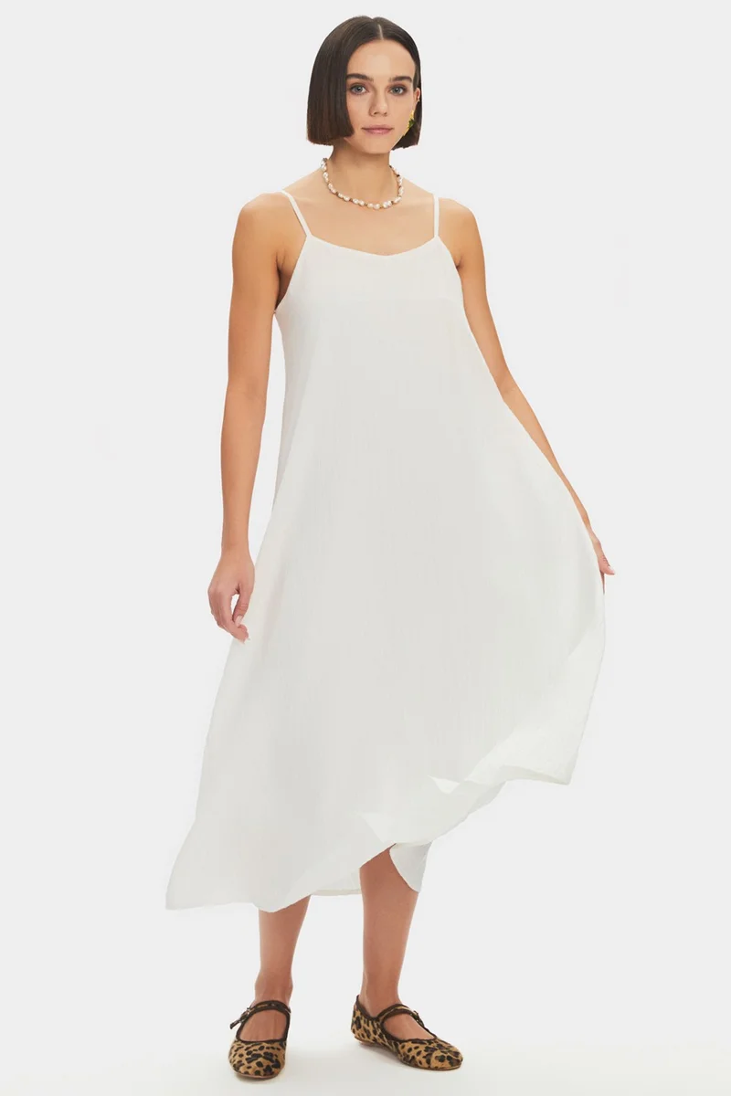جون Women's Thin Strappy Cotton Midi Dress