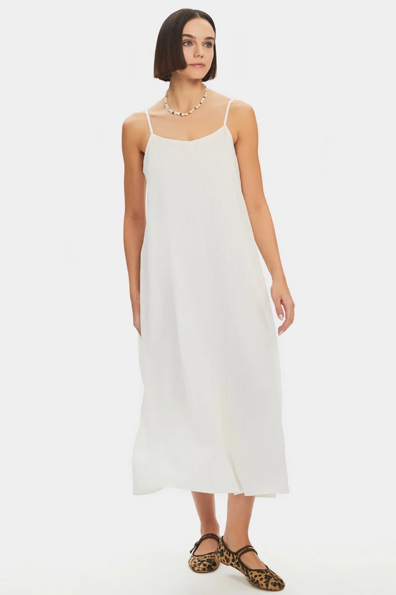 جون Women's Thin Strappy Cotton Midi Dress