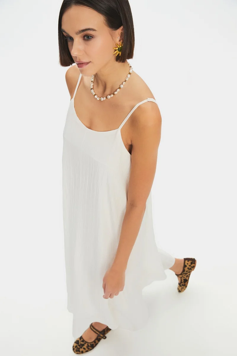 جون Women's Thin Strappy Cotton Midi Dress