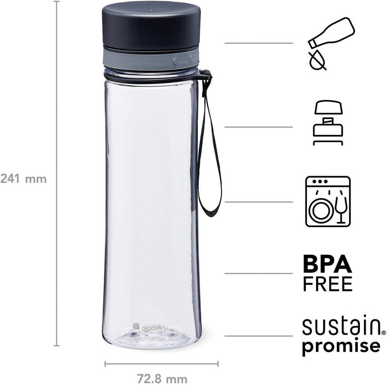 Aladdin Aveo Water Bottle 0.6L Clear & Grey - Leakproof, BPA-Free, Dishwasher Safe - Image 4