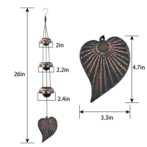 ASTARIN Three Cooper Leaf Temple Wind Chime,Wind Chimes with 3 Bells, Feng Shui Wind Chimes for Home Yard Outdoor Decoration, A Great Memorial Wind Chime for Someone Who Loves Peace - Image 2