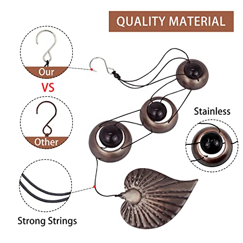 ASTARIN Three Cooper Leaf Temple Wind Chime,Wind Chimes with 3 Bells, Feng Shui Wind Chimes for Home Yard Outdoor Decoration, A Great Memorial Wind Chime for Someone Who Loves Peace - Image 3