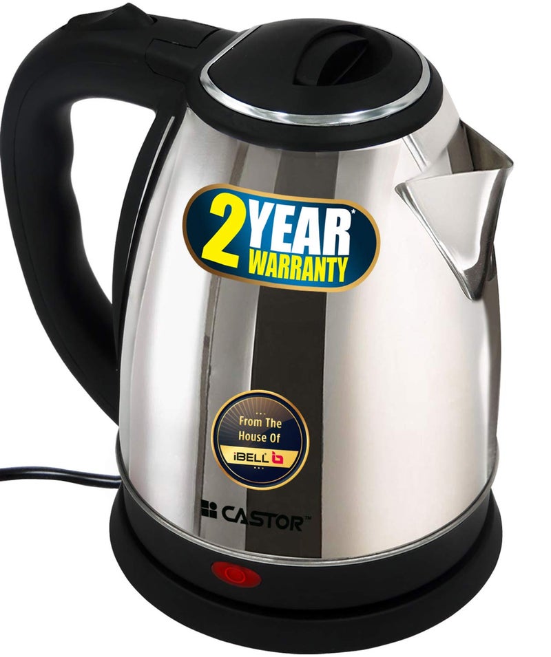 iBELL Castor Electric Kettle 1.8 Litre, 1500W Stainless Steel Body, Auto Shut-Off & Rapid Boil, Durable & Easy to Clean Kettle for Hot Water, Tea, Coffee & More (Silver) - Image 1