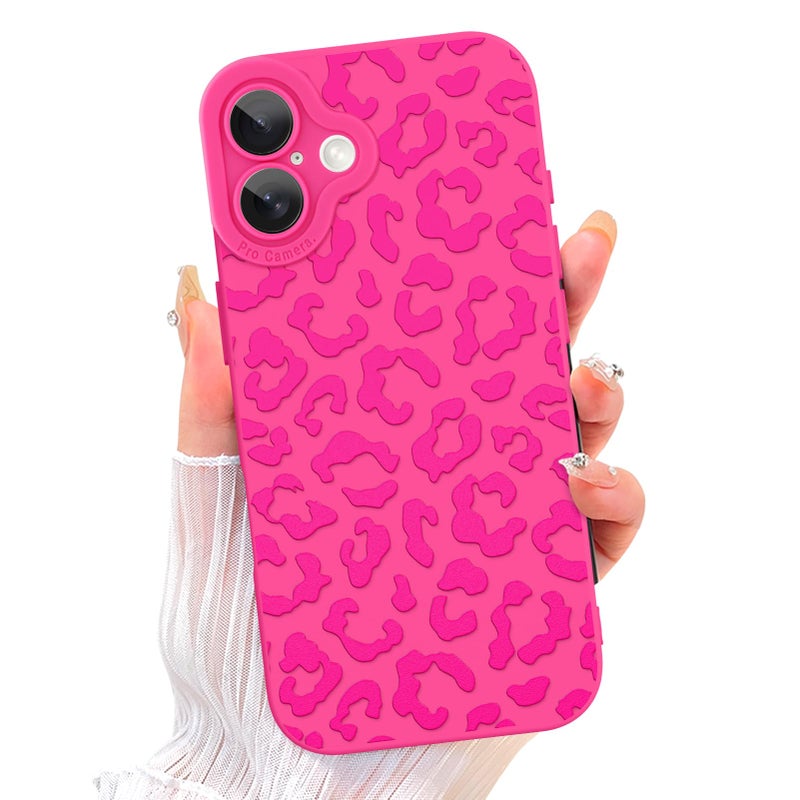 ZIYE Designed for iPhone 17 Case Hot Pink Leopard Pattern Phone Case with Camera Protection,Soft TPU Silicone Rubber Protective Cover Cheetah Design Cases Compatible with iPhone 17 6.3 Inch - Image 1