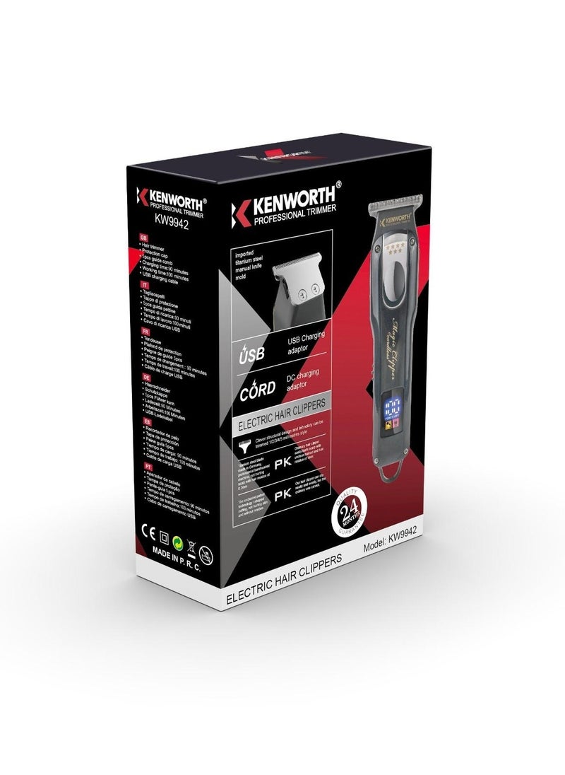 KENWORTH - Mens Hair Clippers Cord Cordless Hair Trimmer Professional Haircut Kit for Men USB Rechargeable LED Display KW-9942 - Image 1