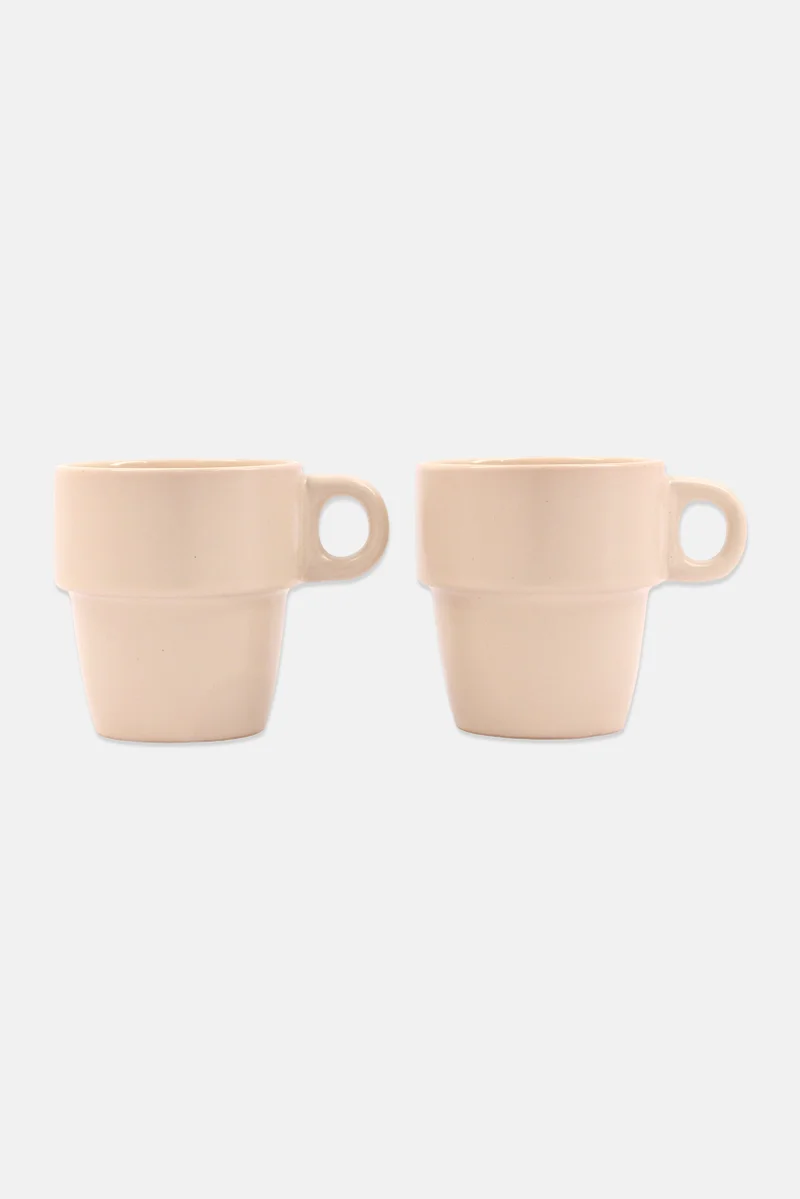 Muy Mucho 2 Pieces Stackable Cups 250 ml, Ivory