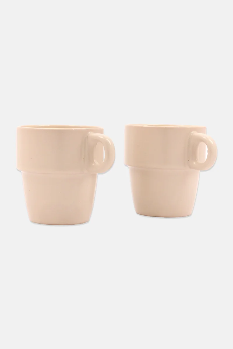 Muy Mucho 2 Pieces Stackable Cups 250 ml, Ivory