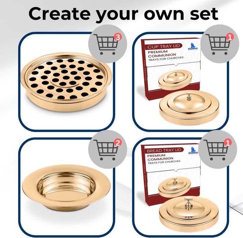 Steadfast Selections (Cup Tray) Gold Premium Communion Trays for Churches | Stainless Steel Communion Ware Set, Supplies | 40 Cup Tray - Image 4
