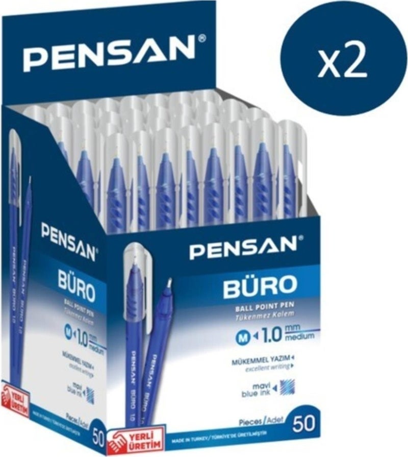 Pensan Büro Ballpoint Pen 1mm 2270 Blue 100 PIECES - Image 1