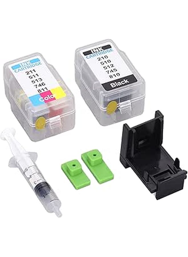 Printer Ink Cartridge Set 4 Colors Black Blue Red Yellow with Refill Tools - Image 1