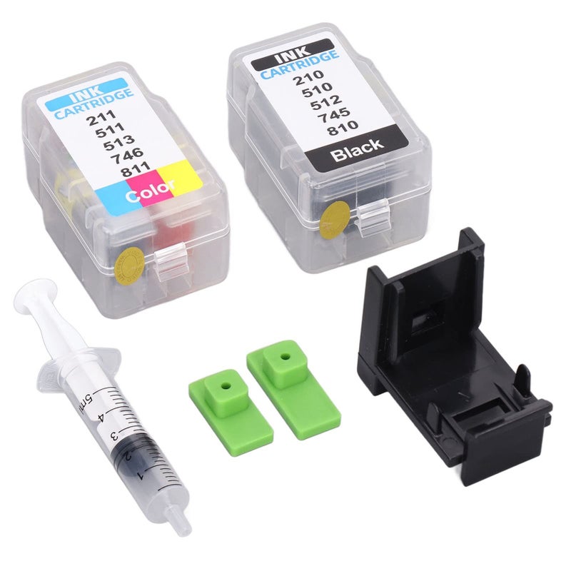 Printer Ink Cartridge Set 4 Colors Black Blue Red Yellow with Refill Tools - Image 2