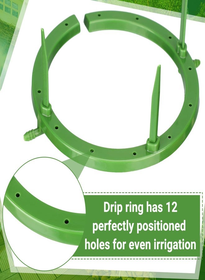 Tujoe 4 Set Hydro Halo Water Ring 5" W 3 Leg Support Drip Emitter Drip Ring with Built in 1/8 in Barbed Inlet Fitting 3 Removable Stakes for Grow Media Irrigation System Rain Watering Plants, Green - Image 4