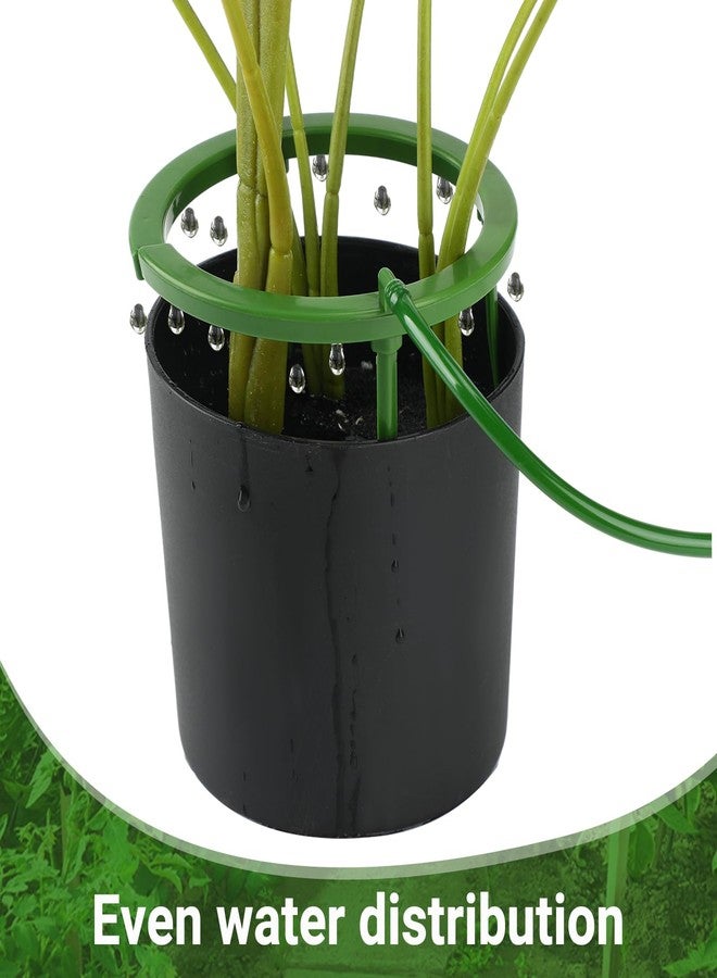 Tujoe 4 Set Hydro Halo Water Ring 5" W 3 Leg Support Drip Emitter Drip Ring with Built in 1/8 in Barbed Inlet Fitting 3 Removable Stakes for Grow Media Irrigation System Rain Watering Plants, Green - Image 5
