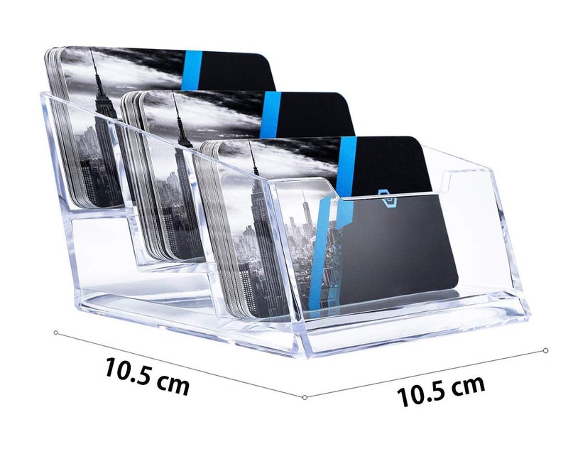DAHSHA 3 - Tier Premium Acrylic Transparent Crystal-Clear Visiting Business Card Holder/Display Stand Desk Organizer For Office Table - Image 2