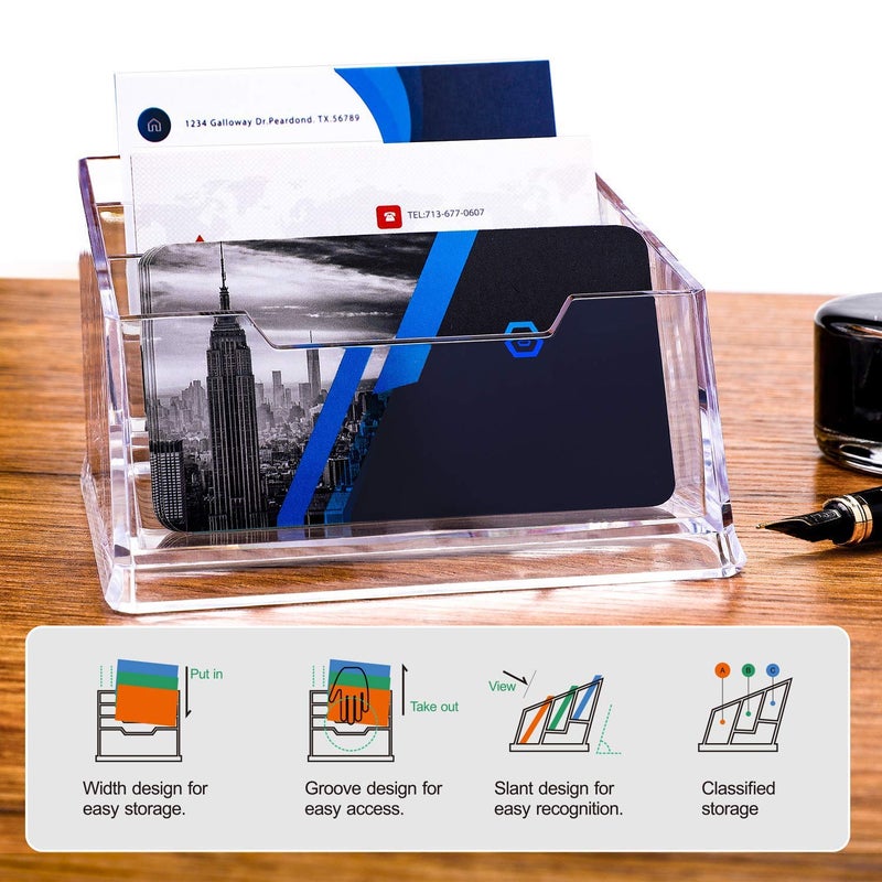 DAHSHA 3 - Tier Premium Acrylic Transparent Crystal-Clear Visiting Business Card Holder/Display Stand Desk Organizer For Office Table - Image 3