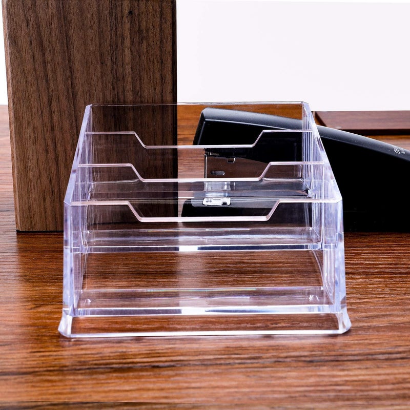 DAHSHA 3 - Tier Premium Acrylic Transparent Crystal-Clear Visiting Business Card Holder/Display Stand Desk Organizer For Office Table - Image 5