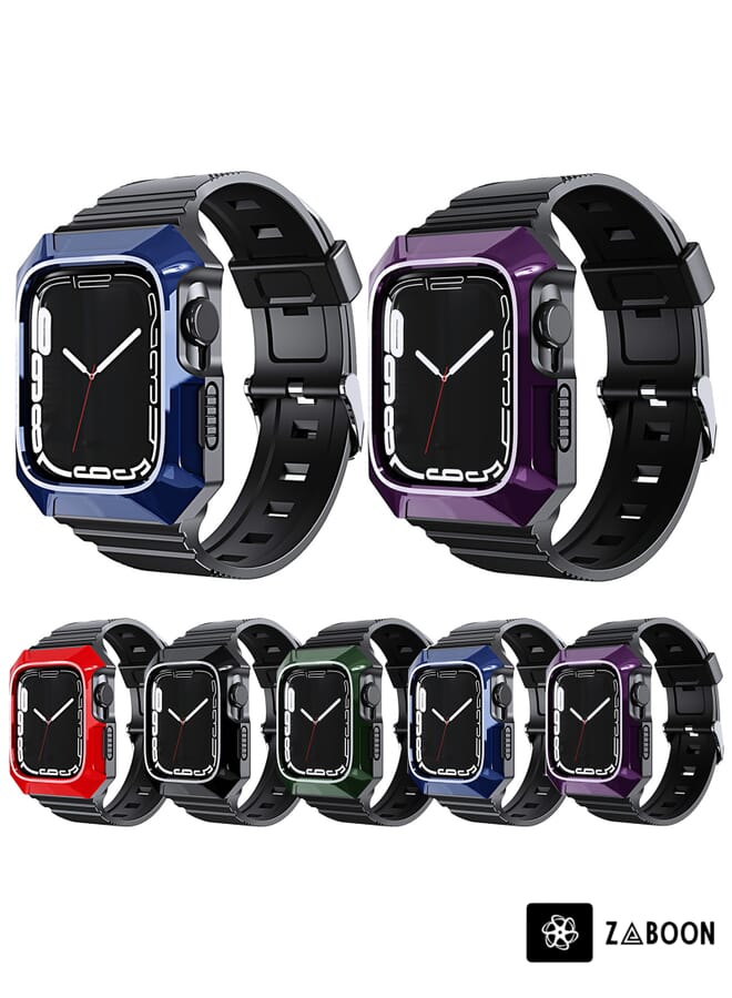 Zaboon Apple Watch 8 45mm PC Rugged Case Integrated TPU Watch Band - Image 2