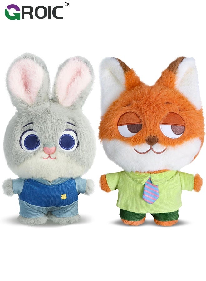 GROIC 2Pcs Plush Doll,  Nick and Judy Plush Set, 35cm Cute Stuffed Animal Keychains, Rabbit and Fox Animals Figure Toy Charm for Bag Plush Pendant Gift for Kids and Adults, Soft Cuddly Charms - Image 1