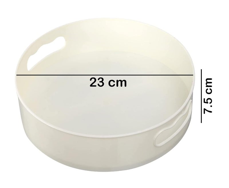 JRM 360° Rotating Organizer Tray Multi- Function Rotating Tray/Kitchen Organizer/Lazy Susan Size:- (23X23X7.5) Cm (Off-White), Round - Image 3