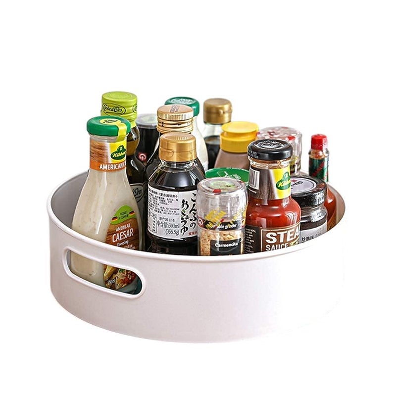 JRM 360° Rotating Organizer Tray Multi- Function Rotating Tray/Kitchen Organizer/Lazy Susan Size:- (23X23X7.5) Cm (Off-White), Round - Image 1