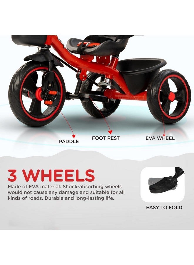 BAYBEE Baybee Baby Tricycle for Kids, Smart Plug & Play Kids Cycle with Eva Wheels, Bell, Storage Baskets & High Backrest | Kids Tricycle Trike | Baby Cycle for Kids 2 to 5 Years Boy Girl (Trixg Pro Red) - Image 4