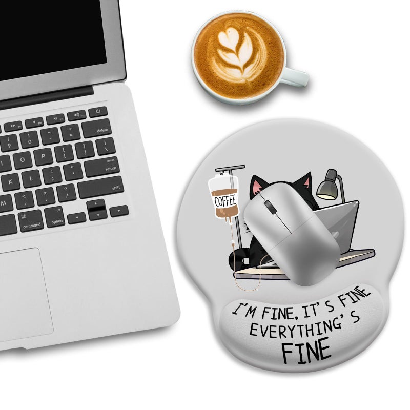 LIMKRIAN Cat Ergonomic Mouse Pad with Wrist Rest, Gaming Mouse Pad with Wrist Support, Funny Mouse Pads for Desk, Computer Mousepad with Non-Slip Pain Relief PU Base, Cute Office Desk Accessories - Image 3