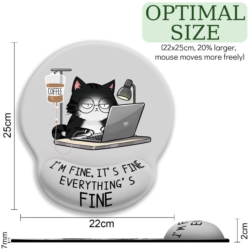 LIMKRIAN Cat Ergonomic Mouse Pad with Wrist Rest, Gaming Mouse Pad with Wrist Support, Funny Mouse Pads for Desk, Computer Mousepad with Non-Slip Pain Relief PU Base, Cute Office Desk Accessories - Image 4