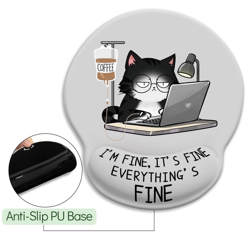 LIMKRIAN Cat Ergonomic Mouse Pad with Wrist Rest, Gaming Mouse Pad with Wrist Support, Funny Mouse Pads for Desk, Computer Mousepad with Non-Slip Pain Relief PU Base, Cute Office Desk Accessories - Image 5