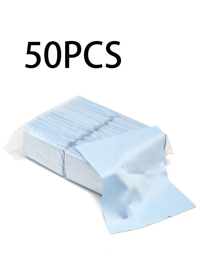 50 قطعة من قماش تنظيف المايكروفايبر للنظارات الذكية وهاتفك الذكي وشاشة اللوحيات عديم الخدش واللمعان بدون خطوط للمنزل والسفر - Image 1