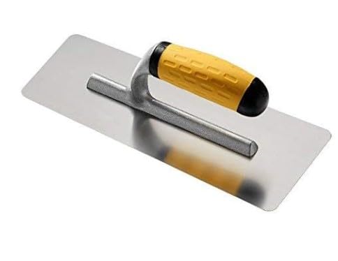 Decora Stainless Steel Marmorino Trowel, Pennelli Tigre Trapezoidal Shape with Rubber Handle (8 Inch) - Image 1