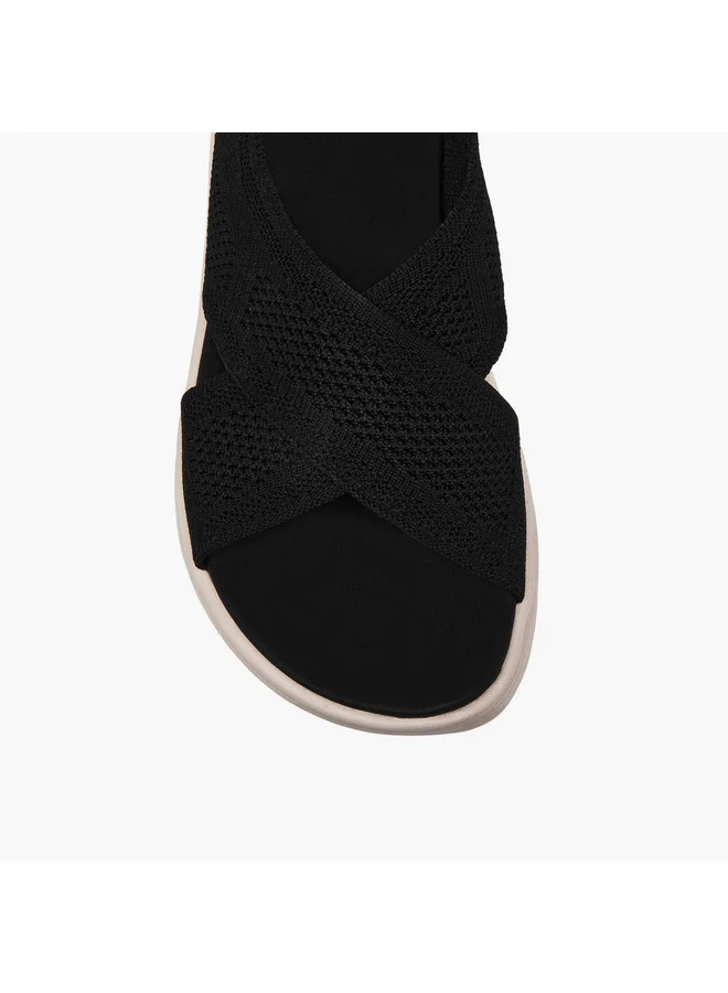 Flora Bella By Shoexpress Women's Textured Cross Strap Sandals with Buckle Closure