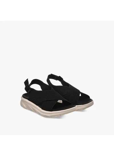 Flora Bella By Shoexpress Women's Textured Cross Strap Sandals with Buckle Closure
