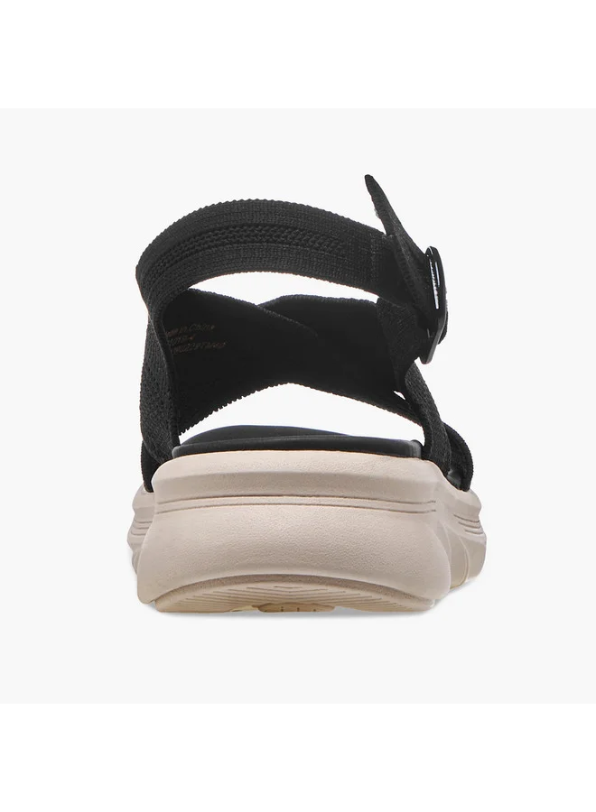 Flora Bella By Shoexpress Women's Textured Cross Strap Sandals with Buckle Closure
