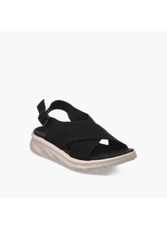 Flora Bella By Shoexpress Women's Textured Cross Strap Sandals with Buckle Closure  - Image 2