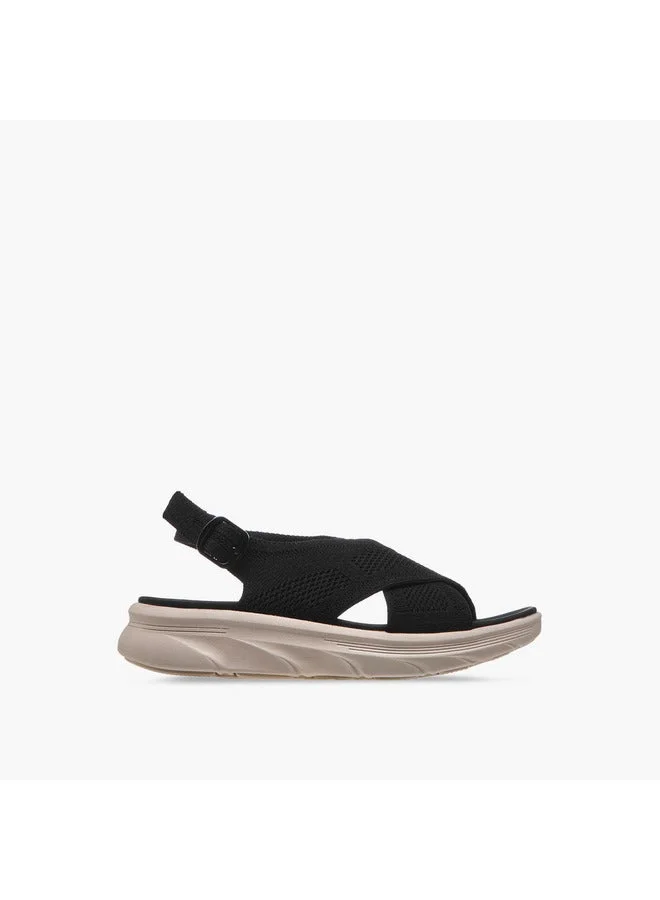 Women's Textured Cross Strap Sandals with Buckle Closure