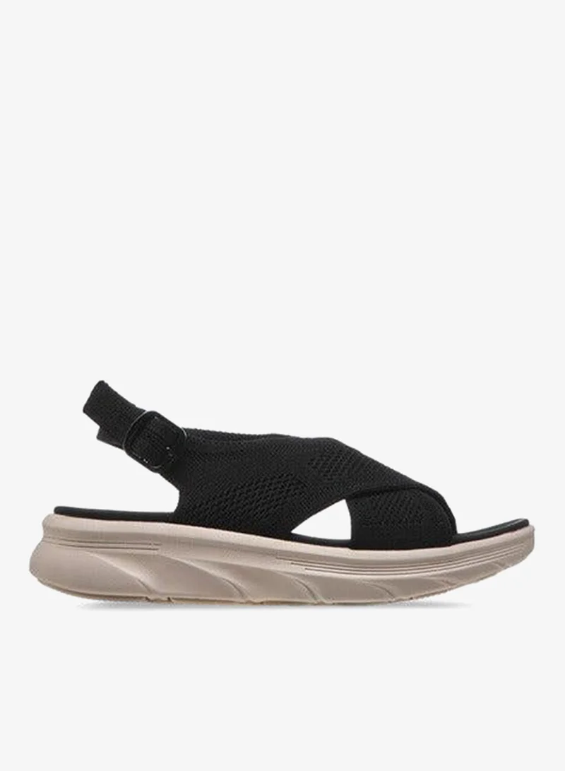 Flora Bella By Shoexpress BLACK Women's Textured Cross Strap Sandals with Buckle Closure for Women | Best Price UAE