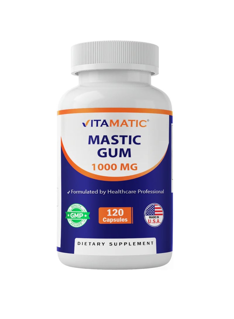 فيتاماتيك علكة المستكة 1000 ملغ لكل جرعة – لدعم وظائف الهضم، وصحة الجهاز الهضمي، والمناعة وصحة الفم، 120 كبسولة