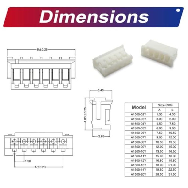 JST Connector, ZH 1.5MM 2-10 Pin Connector with Pre-Crimped Cables, Jumper Wires Electrical Connectors for DIY Electronics and PCB Board Projects - Image 4