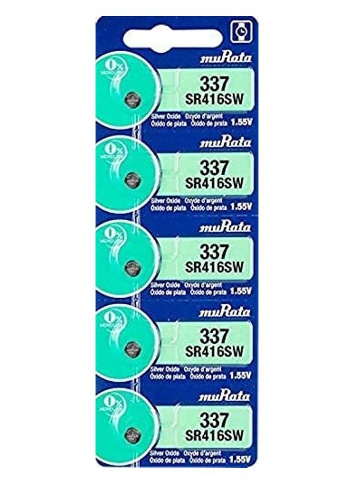 muRATA 5-Pieces Murata SR416SW / 337 Silver Oxide 1.55V (muRata) Japan Batteries  - Image 1