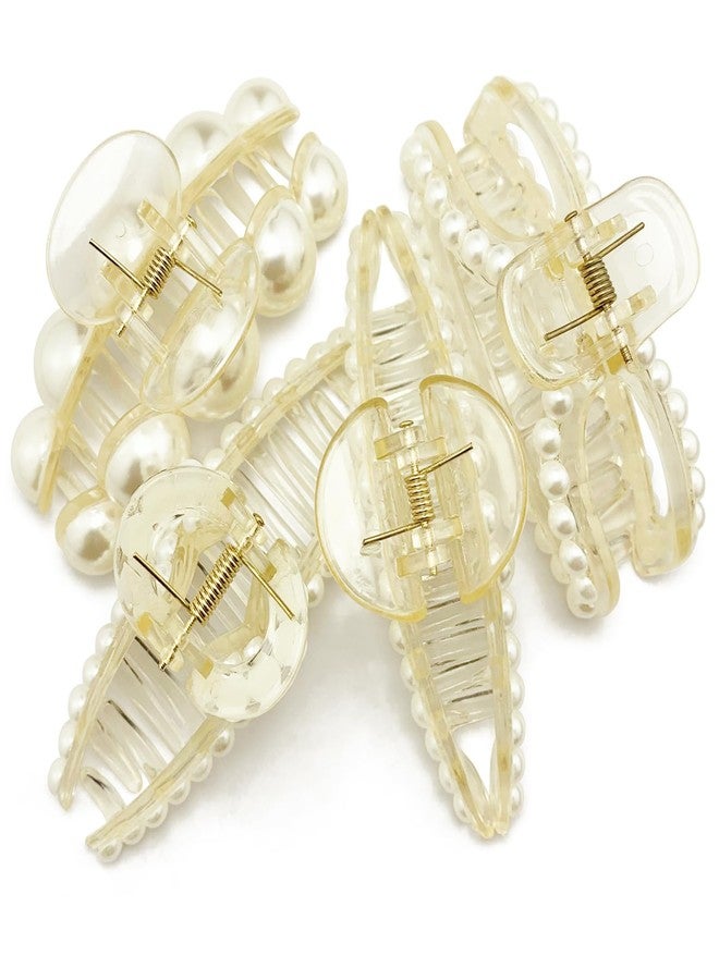 بيتيتو مشابك شعر كبيرة من اللؤلؤ من بيتيتيتو، هدية للنساء والفتيات، 4 قطع من مشابك الشعر اللؤلؤية، ملحقات مانعة للانزلاق للشعر الطويل والكثيف (لون الشمبانيا). - Image 4